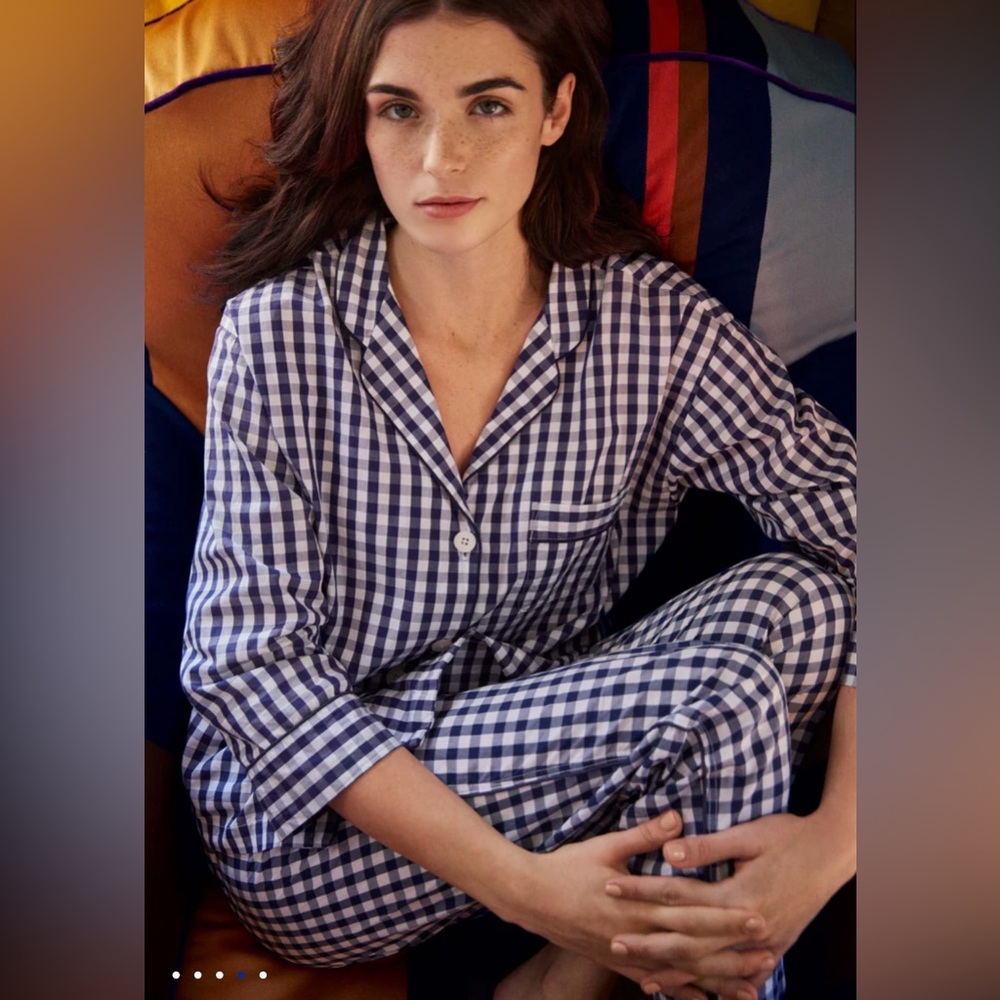 Sleepy Jones Marina Pajama Set in Large Navy Gingham